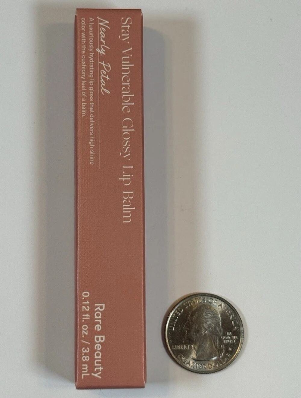 Rare Beauty Stay Vulnerable Glossy Lip Balm Nearly Petal Mini SPF 15 0.12oz